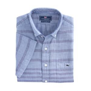 VINEYARD VINES NEW Short-Sleeve Mainsail Stripe Slim Tucker Shirt Men's XL